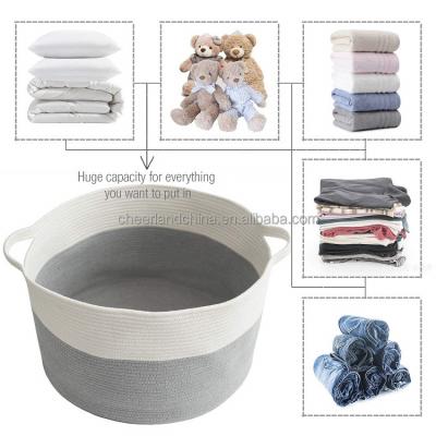 China Small Viable Woven Baskets Mini Cotton Rope Baskets, Decorative Oval Baskets, Storage Bins for Toys, Blanket, Dirty Clothes for sale