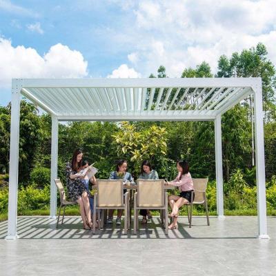 China Easily Assembled YASHO Aluminum Alloy 4MX3M Waterproof Louver Roof Hotel Pergola Gazebo Outdoor Luxury Patio Cover Shade Furniture for sale