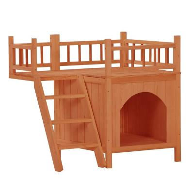 China Fashion Cat House Living House Wooden Kennel Wholesale With The Balcony for sale