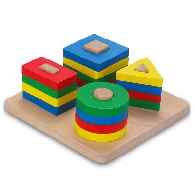 China Children Learning Toy Factory Wooden Sorting Stacking Toys Educational Block Puzzles Toy for Baby Kids for sale