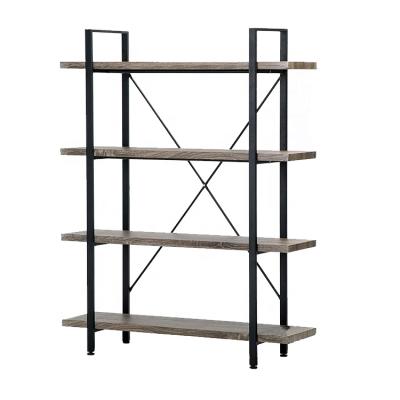 China High quality viable 4 tier bookshelf shelf with metal frame for living room office for sale