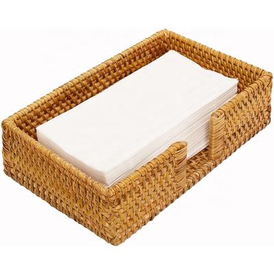 China High Quality Minimalist Home Decor Rectangular Towel Rack Guest Rattan Storage Basket for sale