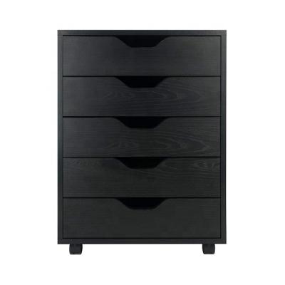 China Traditional High Quality MDF 5 Drawer Cabinet Black Stacking Wooden Cabinet Display Racks Trolley for sale