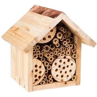 China Sustainable Rustic Wooden Bee Habitat Wall Mounted Nature Style Wooden Bee Nest for sale