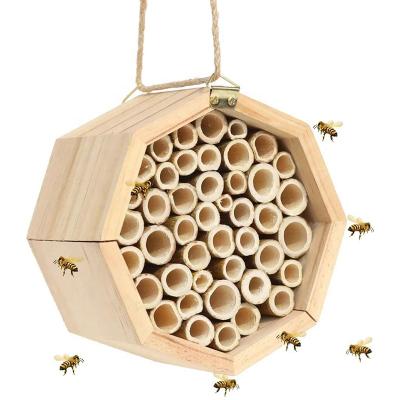 China Custom Made Handmade Natural Bamboo Beehive Wooden Bee House Hanging Tubes for sale