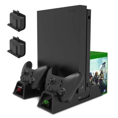 China ABS Vertical Cooling Stand Charging Stand For Xbox One Controllers / Xbox One S Console / Xbox One X With Two Battery And Game Storage for sale