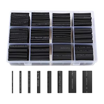 China Black Matched 650PCS High Voltage 2:1 Heat Shrink Polyolefin Tube Tubing Sleeving Insulated Wrap Cable 2-13mm Shrinkable Kit for sale