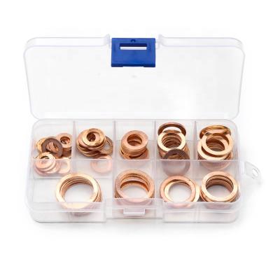 China Urlwall 80Pcs Crush Seals M6-M20 Spacer Ring Oil Brake Sealing Assortment Kit 8Sizes Copper Solid Copper Flat Set for sale