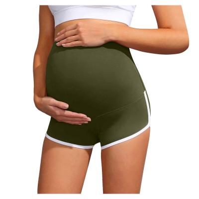 China Antibacterial Women Shorts Pregnancy Clothes Bump Maternity Workout Belly Leggings Active Pregnant Shorts for sale