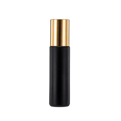 China Matte Black 10ml Cosmetic Glass Roll On Bottle , Essential Oil Roller Bottle With Stainless Steel Roll On for sale