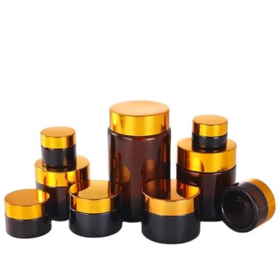 China Fancy cosmetics 10g 20g 30g Amber Glass Jar For Cream creams glass bottles and jars for sale