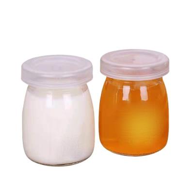 China Pudding Glass Jar 100ML 150ML 200ML Cute Durable Food Mousse Yogurt With Lid for sale