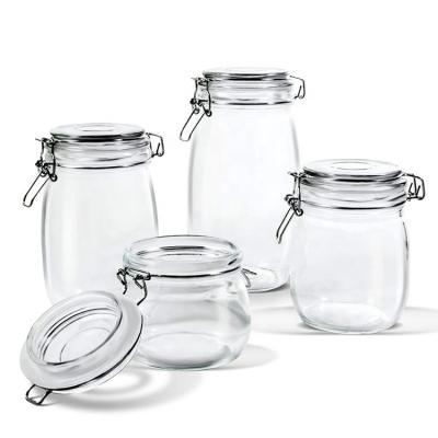 China Stocked Food Pickles Airtight Clip Airtight Clip Top Glass Storage Jars Manufacturer for sale