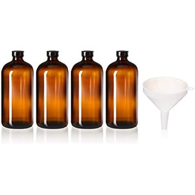 China Factory 30ML 60ML 100ML 150ML 200ML 250ML 16oz 500ML 1000ML Amber Glass Boston Round Pharmaceutical Glass Bottles With Plastic Cap for sale