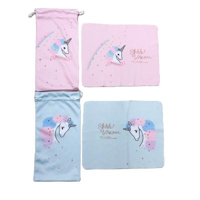 China Stylish Sunglass Bag Cloth Set Custom Microfiber Sunglasses Pouch With Matching Cleaning Cloth HG-562 for sale