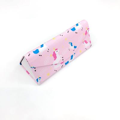 China Fashion Pu+metal+paper Case Pink Unicorn Horse Pattern Glasses Magnetic Custom Lightweight Portable Sunglasses Box for sale