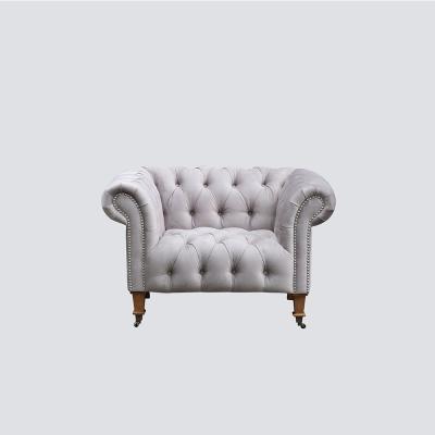 China NS Living Room Modern Design Nordic Italian European Style Sofa Chair Ornate Wooden Legs With Caster Metal Rivet Decorated Corner for sale