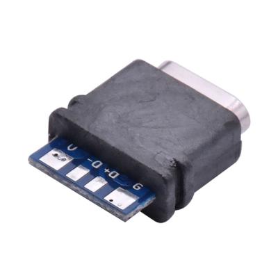 China Type C USB Connectors Use For Mobile Phone Charger High Current Solder Wire 5A Type-C 16 Pin IPX7 Waterproof USB Connectors With PCB Board for sale