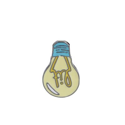 China Europe 2022 Fashion Metal Bulb Pin Badge Creative Custom Badge Cartoon Cute Vintage Metal Letter Pin Badge for sale