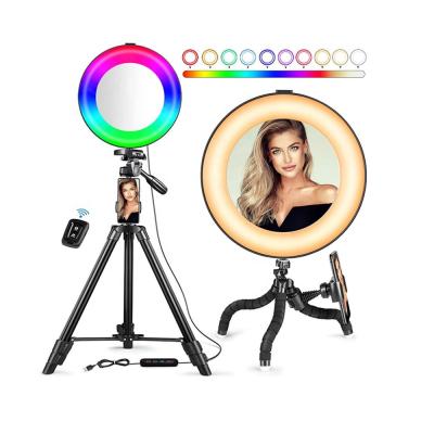 China Online Shopping Mini Hot Selling 2021 8 Inch Selfie Ring Light RGB Led Ring Lamp With Tripod Stand for sale