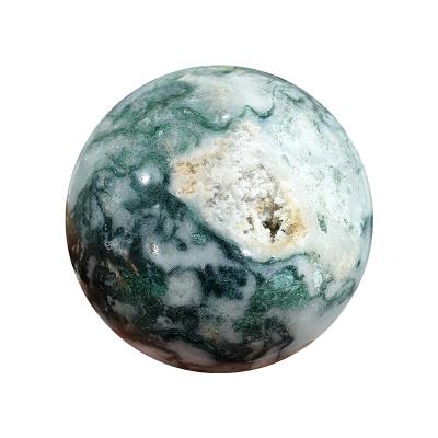 China New Gemstone Druzy Agate Geode Sphere From Europe Moss Agate Ball Crystal Sphere Natural Green For Healing for sale