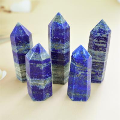 China Europe wholesale natural lapis lazuli point healing magic wand blue crystal lapis lazuli craft quartz crystal point for sale