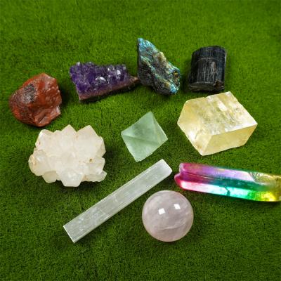 China Europe Meditation Crystal Mineral Healing 7 Chakra Spiritual Natural Rough Stone Box Set for sale