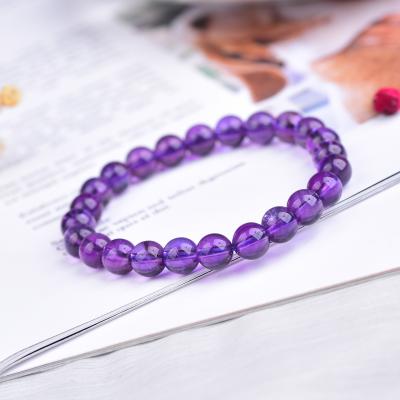 China Europe Wholesale Team Color 7mm Gems Stones Natural Matte Amethyst Elastic Band Handmade Spiritual Beads Bracelets for sale