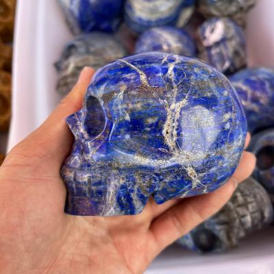 China Europe wholesale hand carving lapis lazuli skulls crystal crafts for decoration for sale