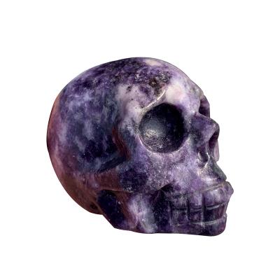 China Wholesale Europe Hand Carved Polished Healing Crystal Skeleton Lepidolite Skulls for sale