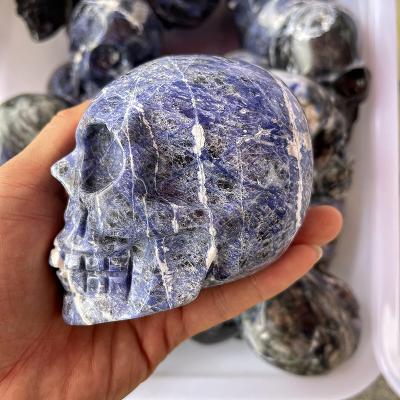 China Europe hot sale natural crystal therapy sodalite human head crystal skulls for wedding souvenir guests for sale