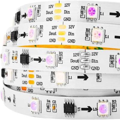 China DC 12V Addressable Smart  3Leds Controllable 5050 RGB WS2812B WS2811 24V 30leds Pixel Rgbic LED Strip Light for sale