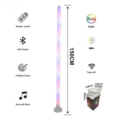 China Metal Glass Shade Ambient Floor Light 150cm Colorful Remote Control Floor Lamp for Bedroom for sale