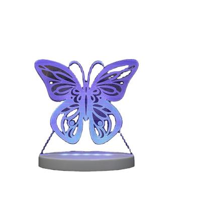 China Novelty Butterfly 3d Led Night Light 3d Illusion Night Flashing Light 16colors for sale