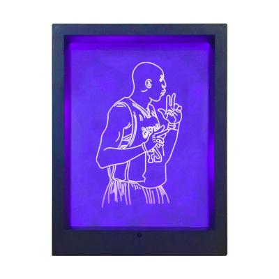 China Rechargeable Black Decorative Light Touch Remote Acrylic LED Picture Frame ABS 3d Illusion Lamp Night Lamp for sale