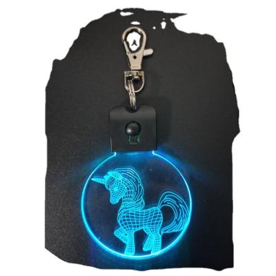 China Cutie Pony Pattern Night Lamp Keychain Plastic Key Ring 3D Led Promotion Plastic Key Chain Creative Gift Small for sale