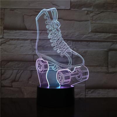 China Eco-Friendly / Safety / Creative Tricolor Roller Skates Illusion 3D Lamp Kids Toys Three Colors LED Night Light With Touch Switch for sale