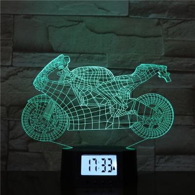 China Time Function-KS 3D-122 Decoration Motorcycle Shape 3D LED Night Light Desk Lamp Alarm Clock Set For Home Decoration for sale