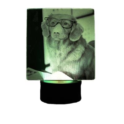 China Modern Realistic Lovely Dog Animal Photo OEM WELCOME Sensor Lamp 3D Illusion Black Base 7 Color Decoration Light For Gift for sale