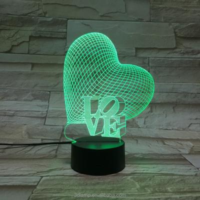 China Decoration KS 3D- 077 LOVE Shape 3D Night Light Illusion 3D Light For Vanletine's Day Gift for sale