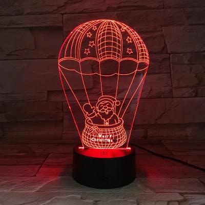 China Creative Shape Illusion Santa Claus 3D LED Panel Acrylic Night Light Base with Battery and USB Dual Function 3D Lamp for sale