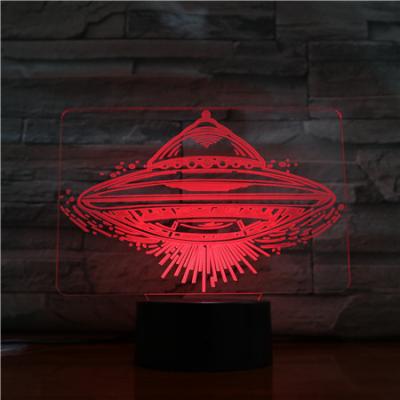 China Hot Selling Eco-Friendly/Creative/Novelty Gifts Kids Christmas Amazon UFO Shape 3D Night Light Guitar 7 Colors Stunning Optical Illusion LED Lamp for sale