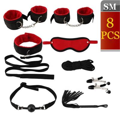 China PU 8pcs BDSM Wrist Ankle Slap Cuffs and Hand Cuffs for Foreplay Sex Toy for Couples SM Restraint Bondage Kits for sale