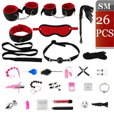 China 26pcs PU Bondage BDSM Bondage Set Restraints PU Leather Bondage Set SM Adult Sex With Edge Sealing Bondage Restraint For Women for sale