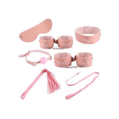 China PU 7 Pcs Silicone Mouth Ball Sexy Leather Open Harness Gag Medical Grade Sex Toy Medical Grade Sex Toy SM Bondage Bondage Set for sale