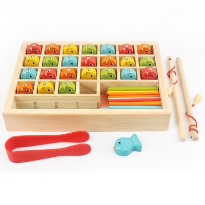 China Eductional Preschool Toys Education Number Counting Learning Box Fishing Game Wooden Magnetic Fishing Toy for sale