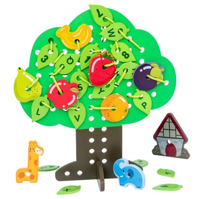 China Educational preschool toys new puzzle fruit tree stringing game for sale