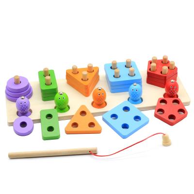 China Educational Educational Geometric Early Enlightenment Baby Building Blocks Five-pillar Shape Children's Toy Fishing Toys for sale