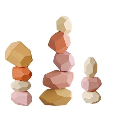 China Colorful Stone Educational Rainbow Wooden Toy Gift Wooden Toy Creative Nordic Style Stacking Building Block Toy Children Educational for sale