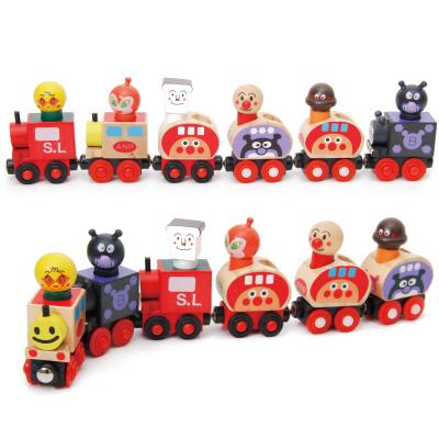 China Children's Learing Toys Trains Set Van For Carrying People Educational Toys Children's Train Vehicle Toys Magnetic Wooden Children's Blocks for sale